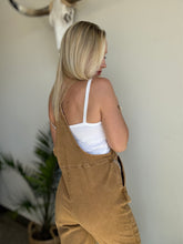 Load image into Gallery viewer, Knot strap relaxed overalls-Camel