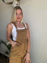 Load image into Gallery viewer, Knot strap relaxed overalls-Camel