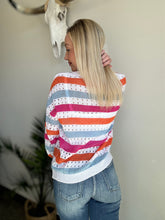 Load image into Gallery viewer, Summer striped hollow knit sweater