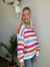 Load image into Gallery viewer, Summer striped hollow knit sweater