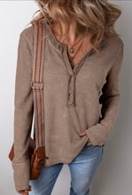 Load image into Gallery viewer, Waffle knit long sleeve-coffee