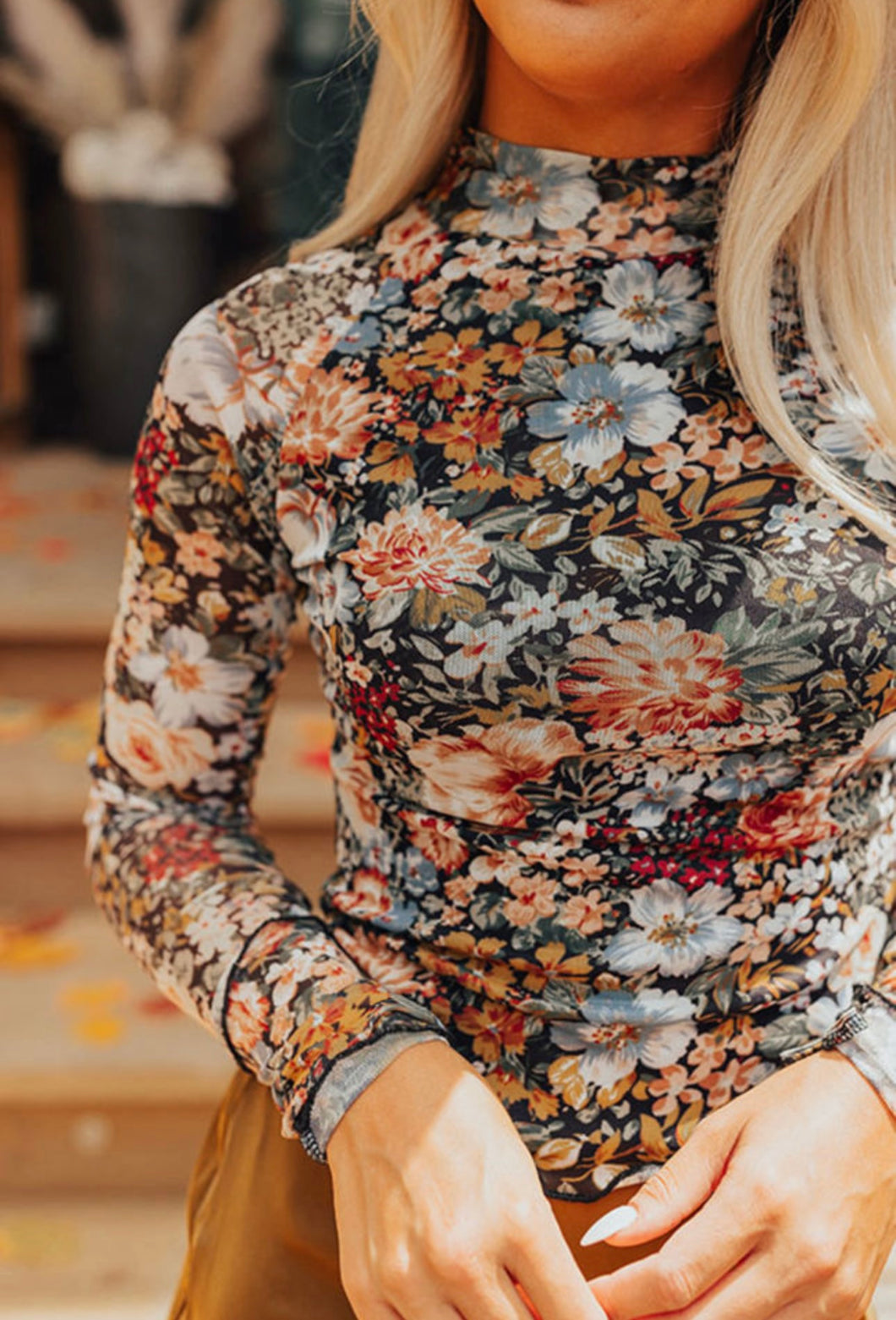 Floral mesh blouse