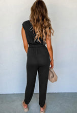 Load image into Gallery viewer, Black shirred waist jumpsuit