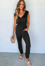 Load image into Gallery viewer, Black shirred waist jumpsuit