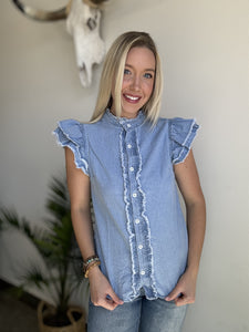 Beau blue denim top