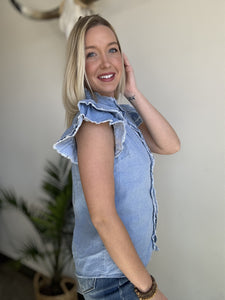 Beau blue denim top