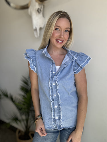 Beau blue denim top