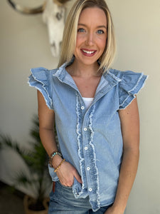 Beau blue denim top