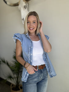 Beau blue denim top