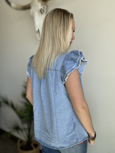 Beau blue denim top