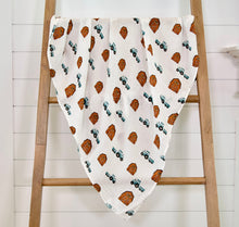 Load image into Gallery viewer, Farm print muslin swaddle