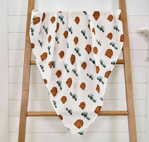 Farm print muslin swaddle