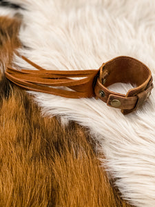 Fringe Distressed Leather Cuff