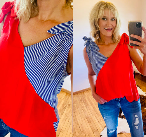 Red & Stripes tank blouse