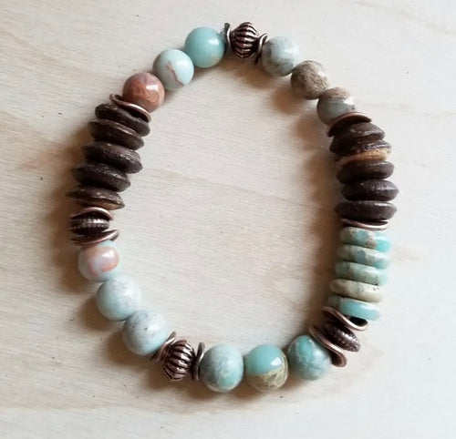 Aqua Terra and wood bracelet